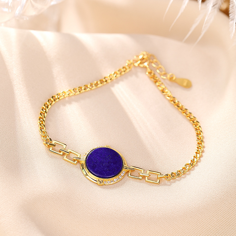 Bracelet Lapis Lazuli – Mandala, Argent Plaqué Or