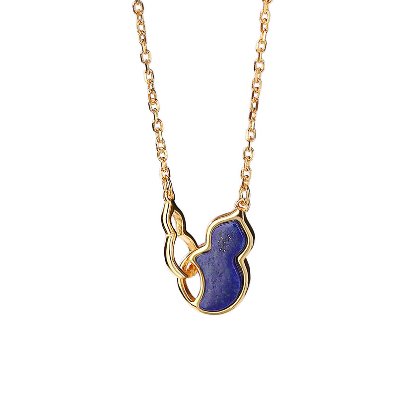 Collier Lapis Lazuli – Gourde, Argent Plaqué Or