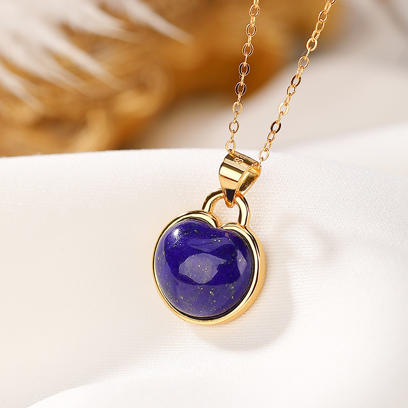Collier Lapis Lazuli – Pomme, Argent Plaqué Or