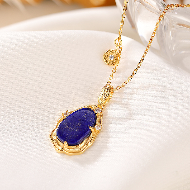 Collier Lapis Lazuli – Sérénité, Argent Plaqué Or