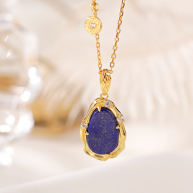 Collier Lapis Lazuli – Sérénité, Argent Plaqué Or