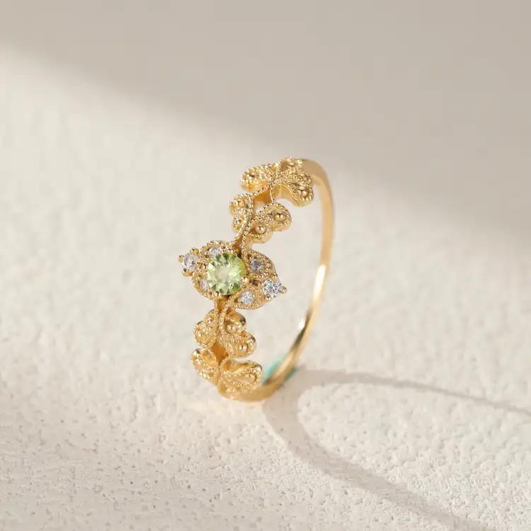 Bague Péridot – Voyage, Argent Plaqué Or