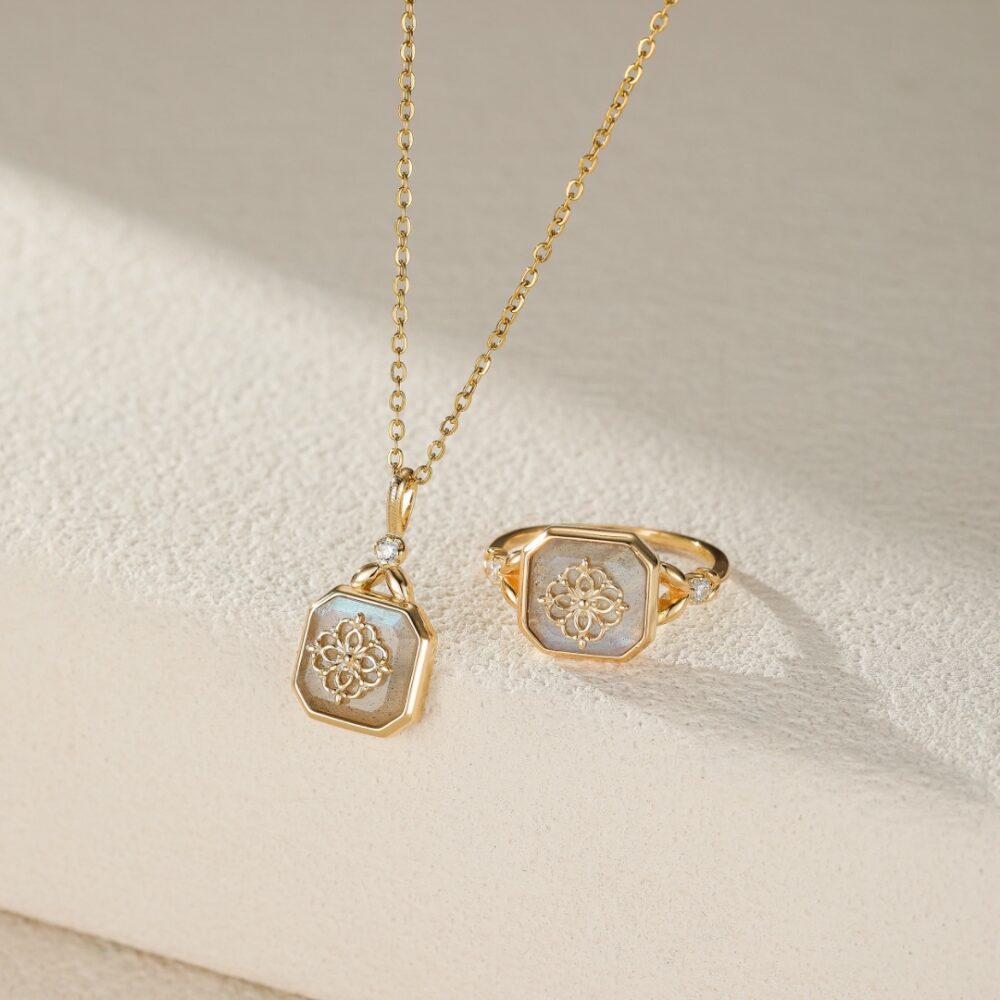 Collier Labradorite – Vitalité, Argent Plaqué Or
