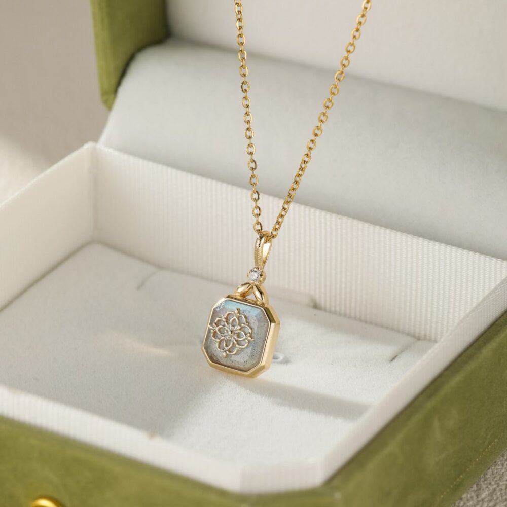 Collier Labradorite – Vitalité, Argent Plaqué Or