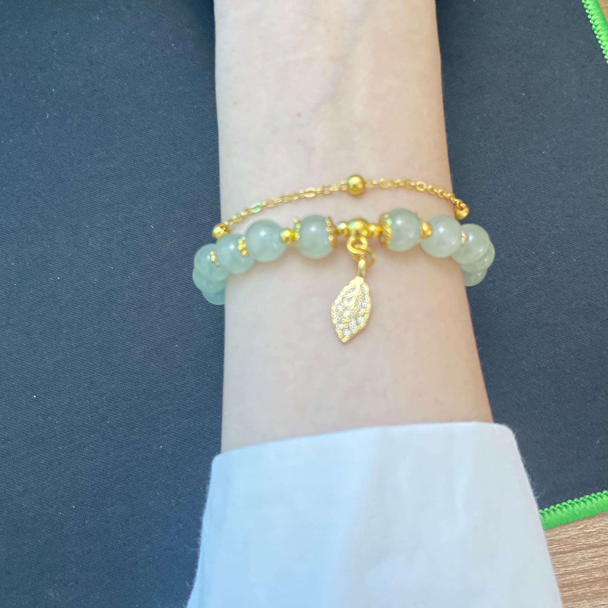 Bracelet Jade – Feuillette d'Orée, Argent Plaqué Or photo review