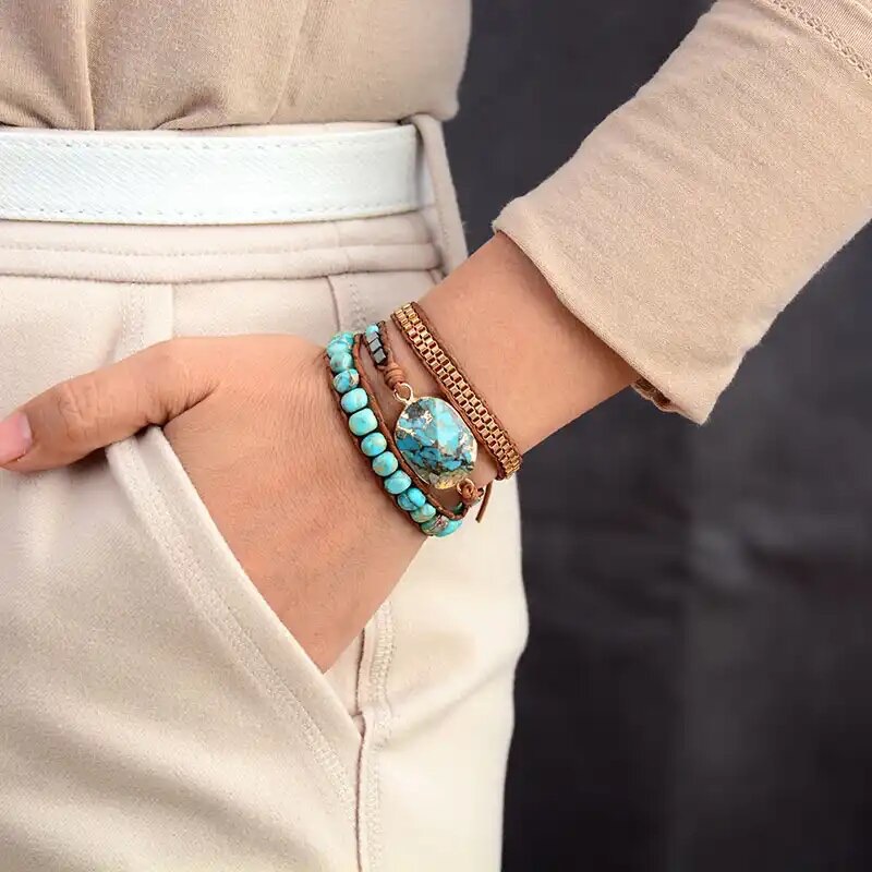 Bracelet Wrap en Turquoise – Toucher de Guérisseur