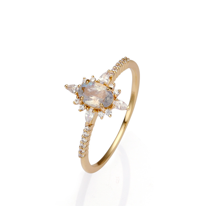 Bague Labradorite – Intuition, Argent Plaqué Or