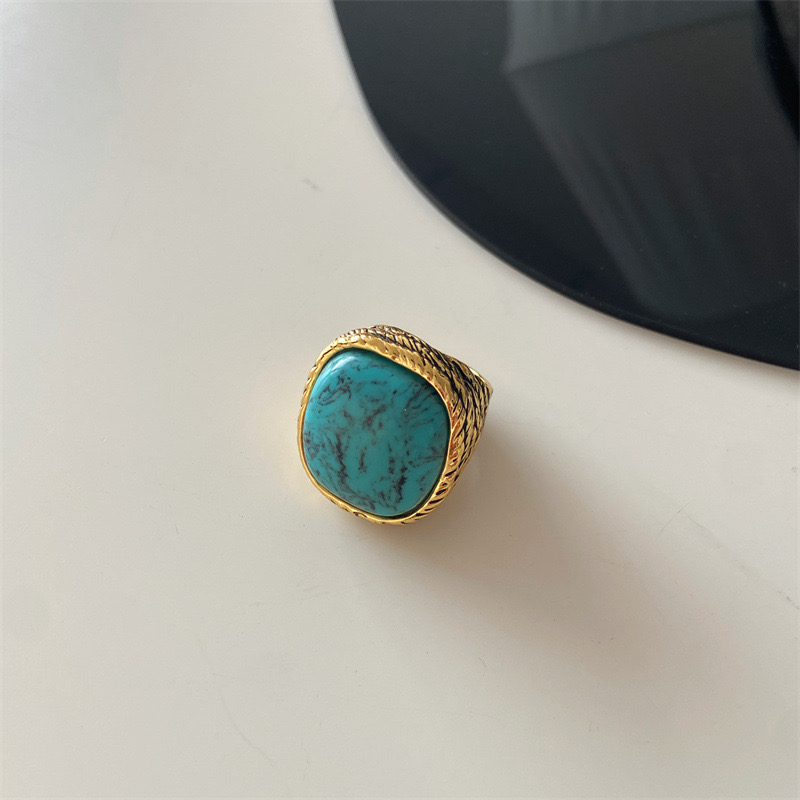 Bague Turquoise – Sérénité d'Océan, Argent Plaqué Or