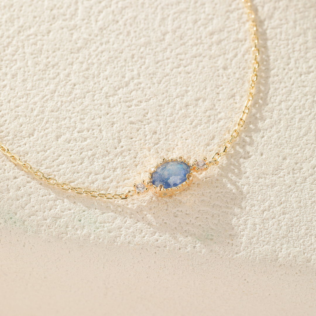 Bracelet Pierre de Lune – Luna, Argent Plaqué Or