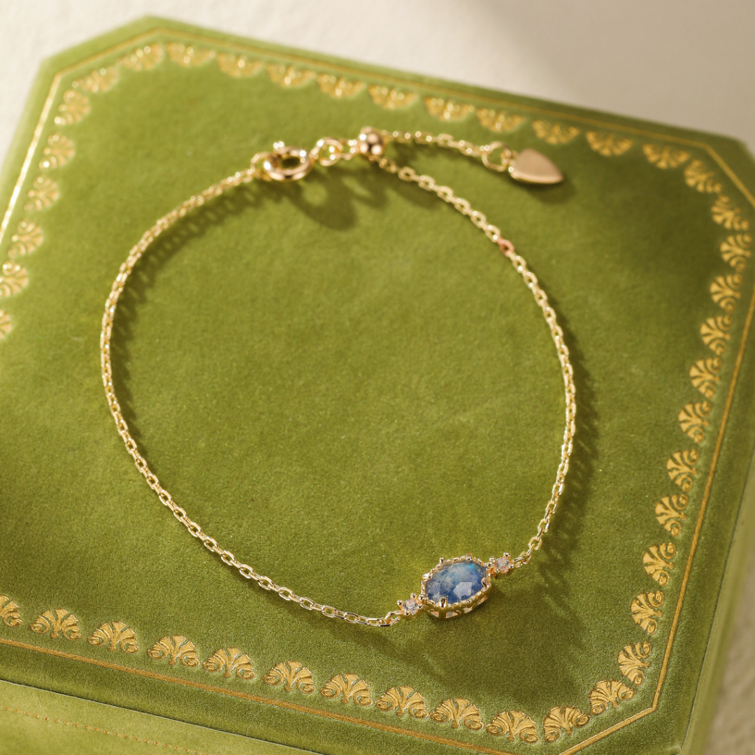 Bracelet Pierre de Lune – Luna, Argent Plaqué Or