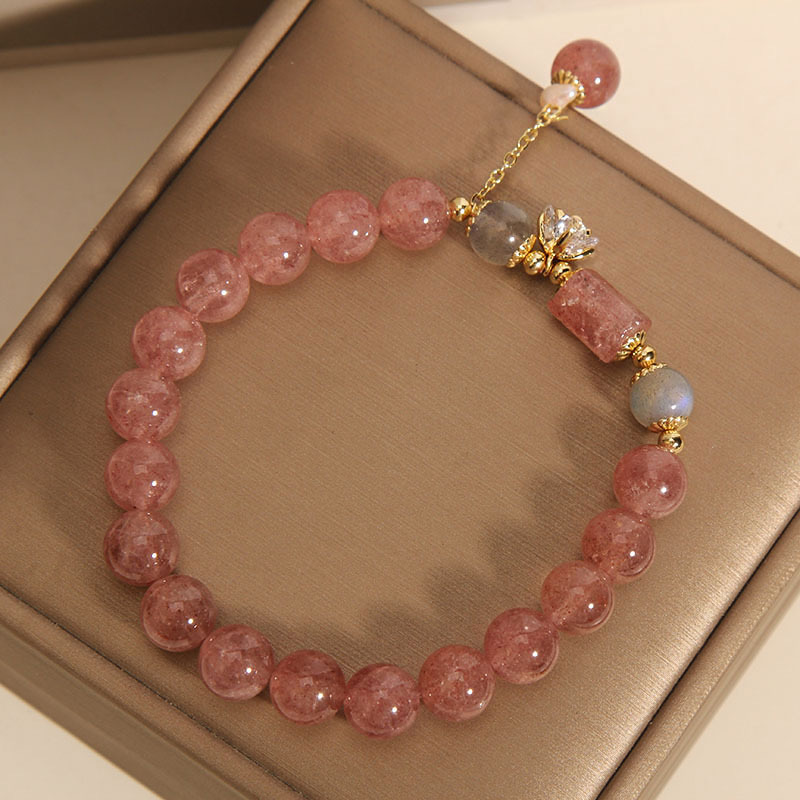 Bracelet Quartz Fraise – Douceur Rosée