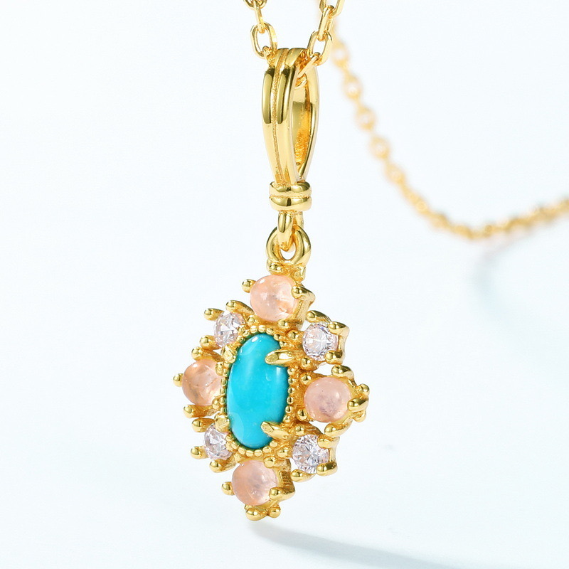 Collier Turquoise – Ciel d'Été, Argent Plaqué Or