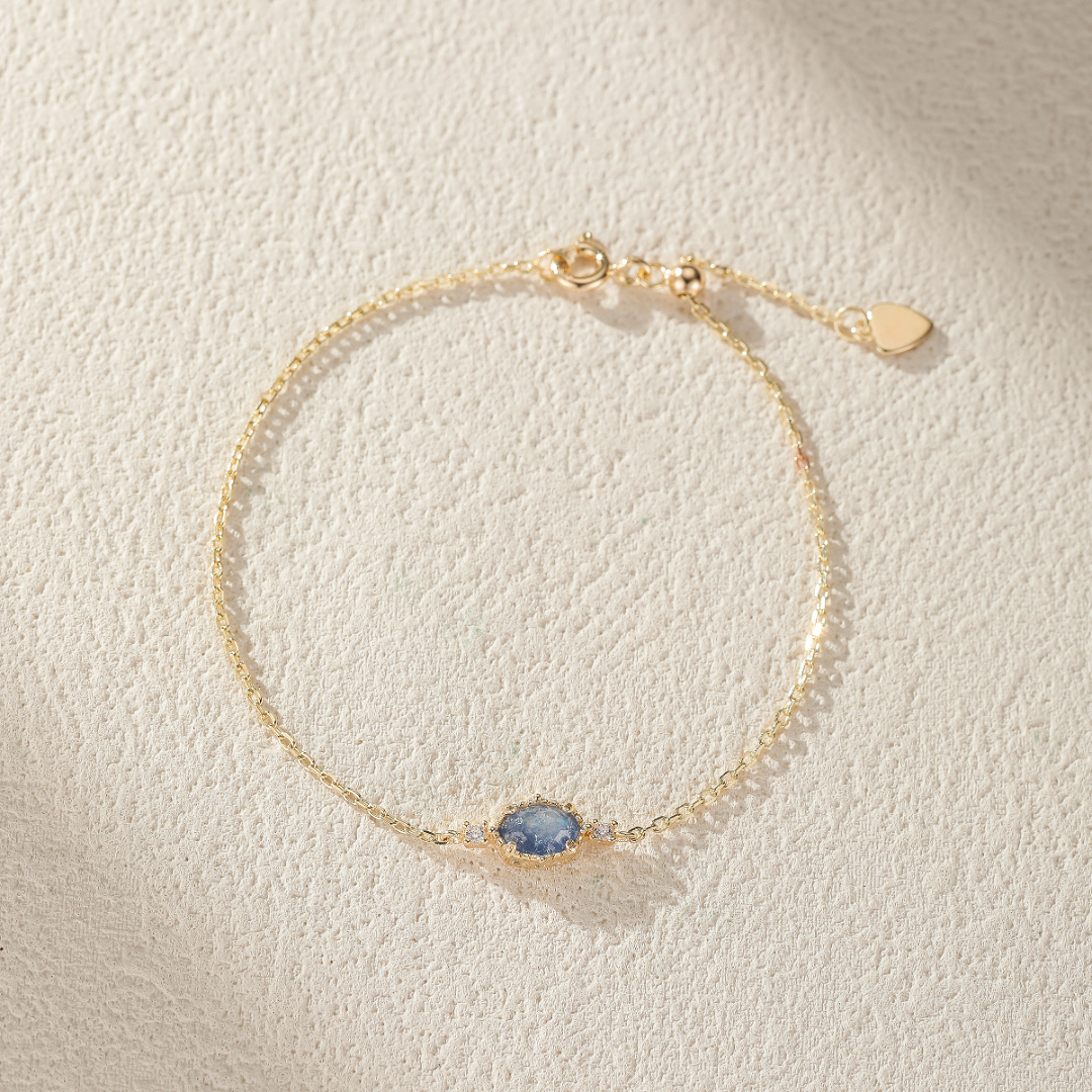 Bracelet Pierre de Lune – Luna, Argent Plaqué Or