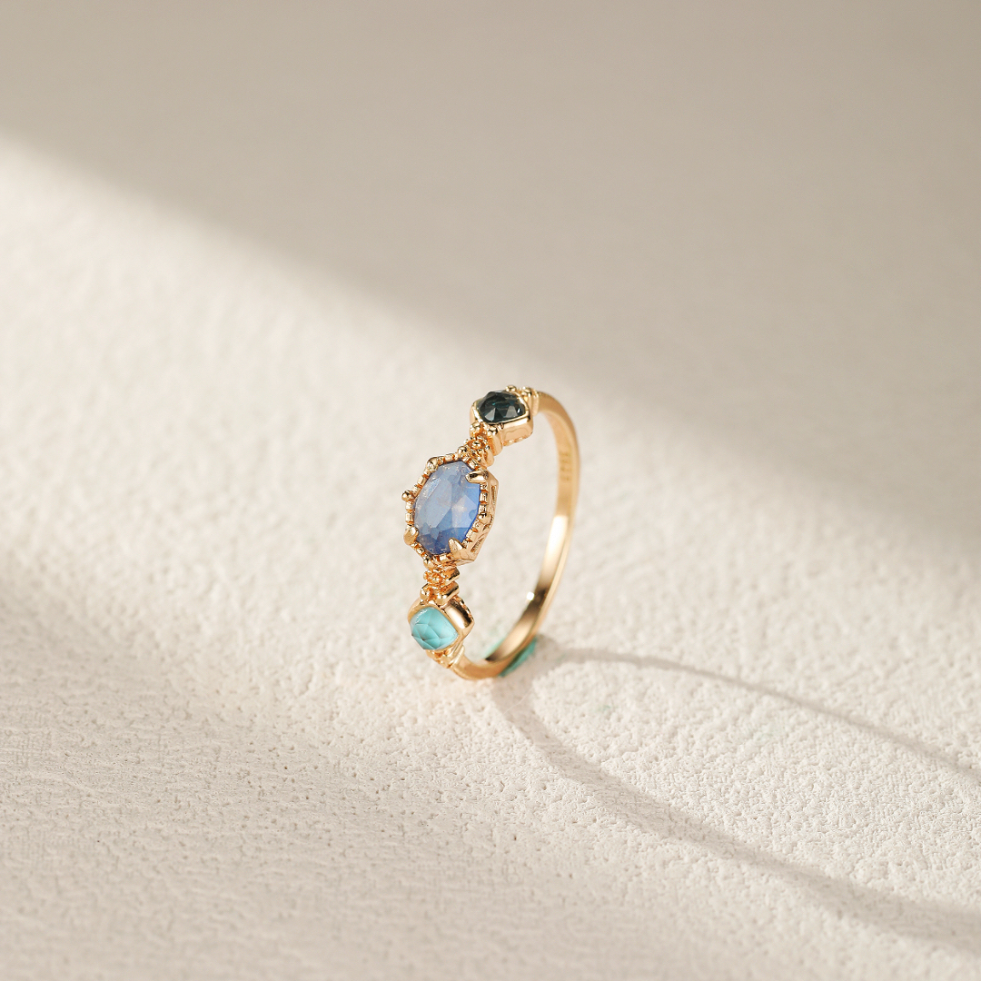 Bague Pierre de Lune – Luna, Argent Plaqué Or