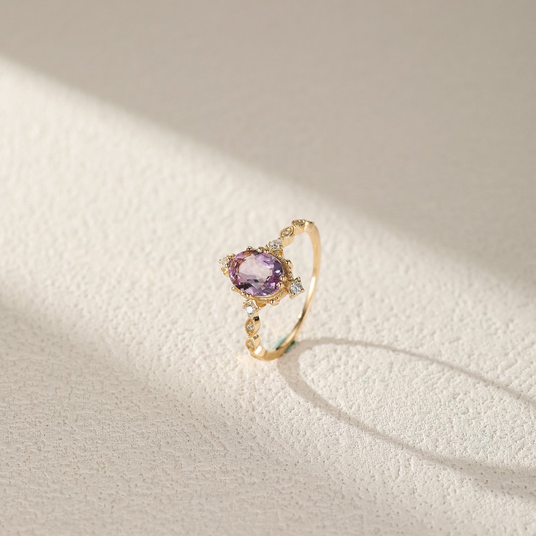 Bague Améthyste – Calme Royal, Argent Plaqué Or