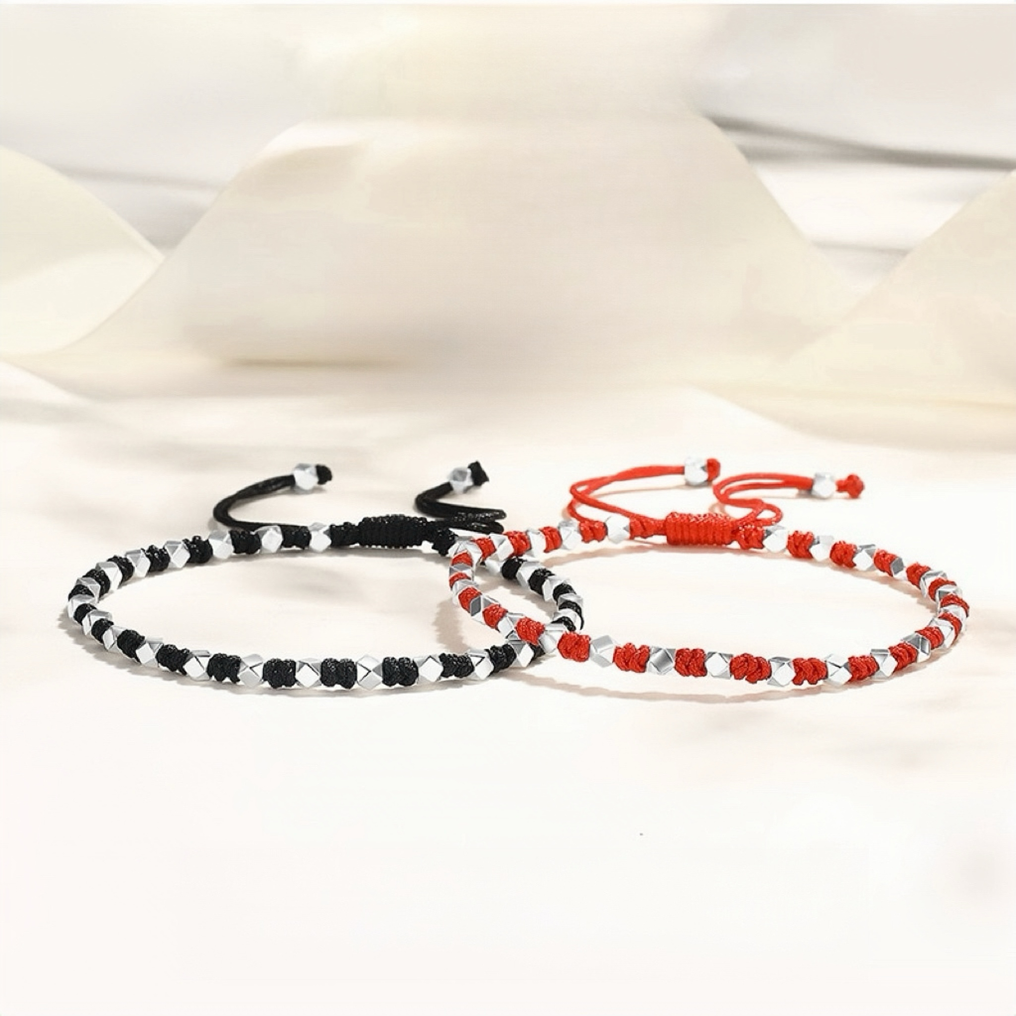 Bracelet Couple – Cœur à Cœur, Fil Rouge et Argent 925