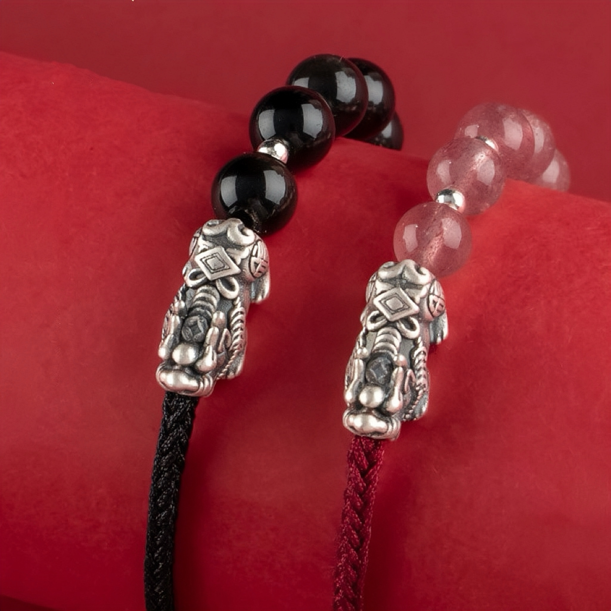 Bracelet Couple Pi Xiu – Union Sacrée, Fil Rouge