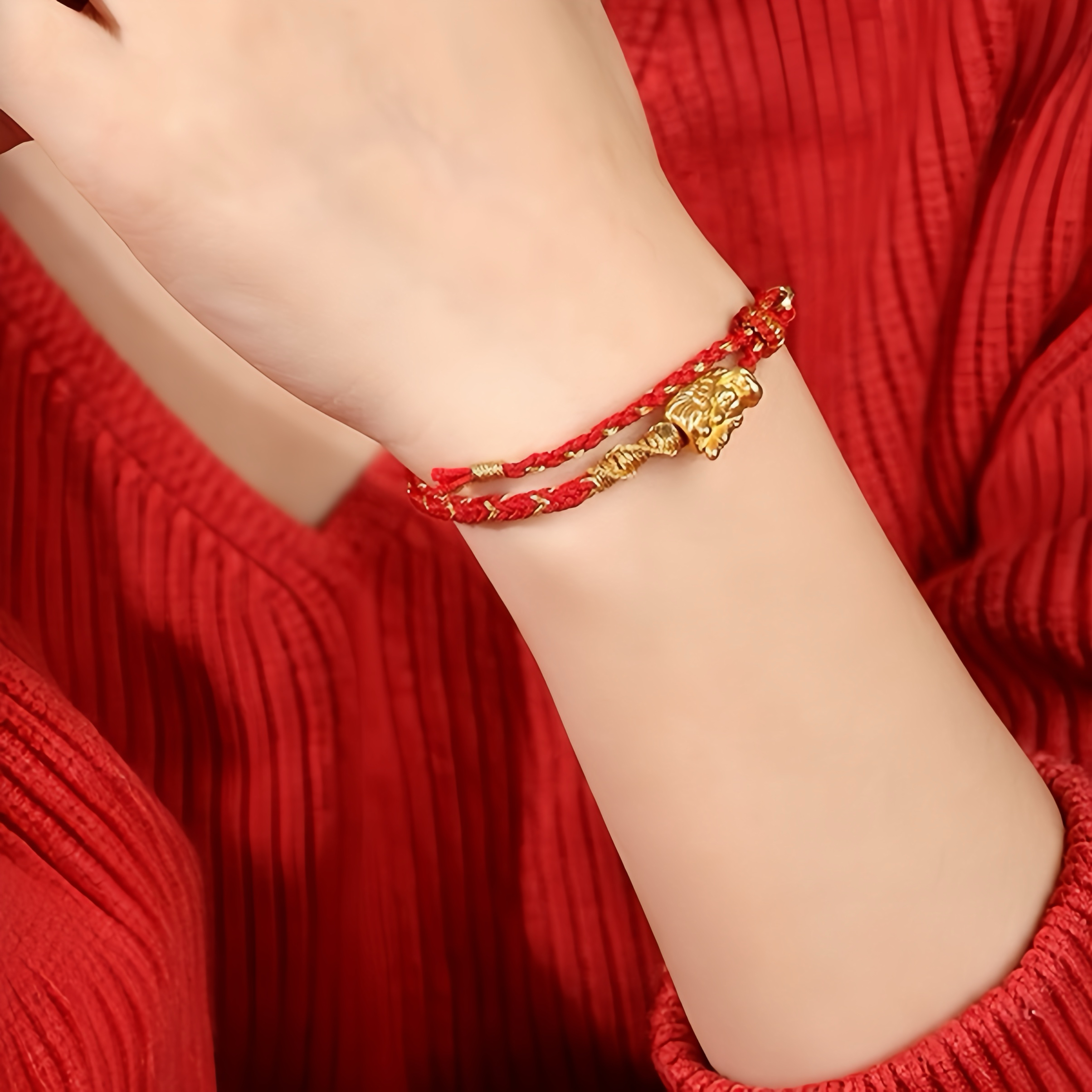 Bracelet Fil Rouge – Tressage Impérial, Argent Plaqué Or