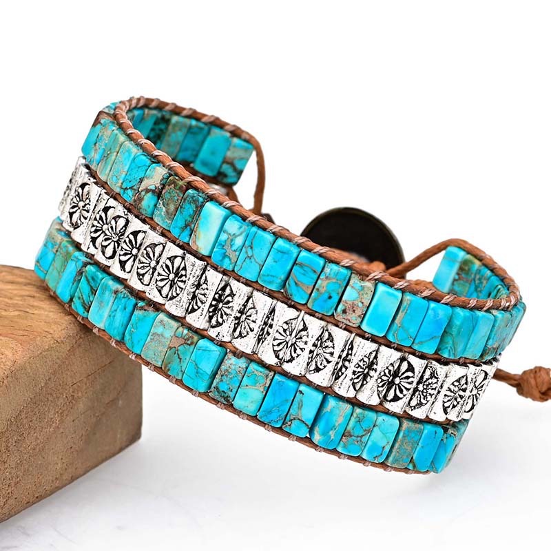 Bracelet Wrap Turquoise – Empreinte Ethnique