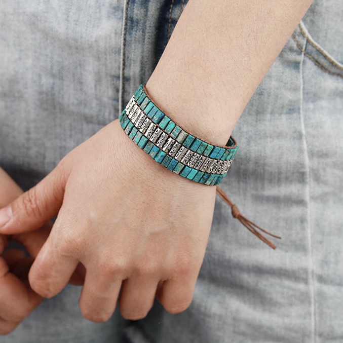 Bracelet Wrap Turquoise – Empreinte Ethnique