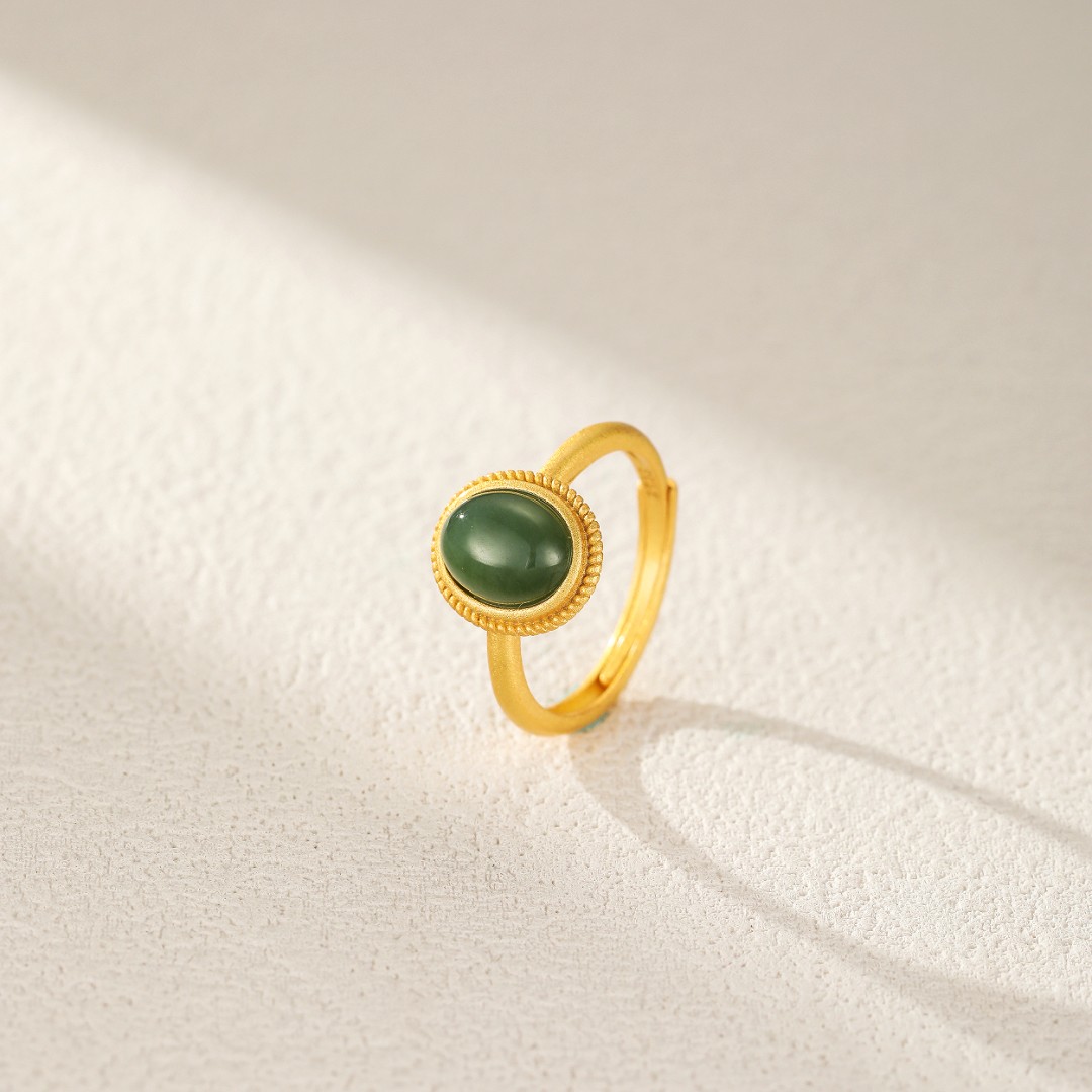 Bague Jade – Nouveau Jour, Argent Plaqué Or