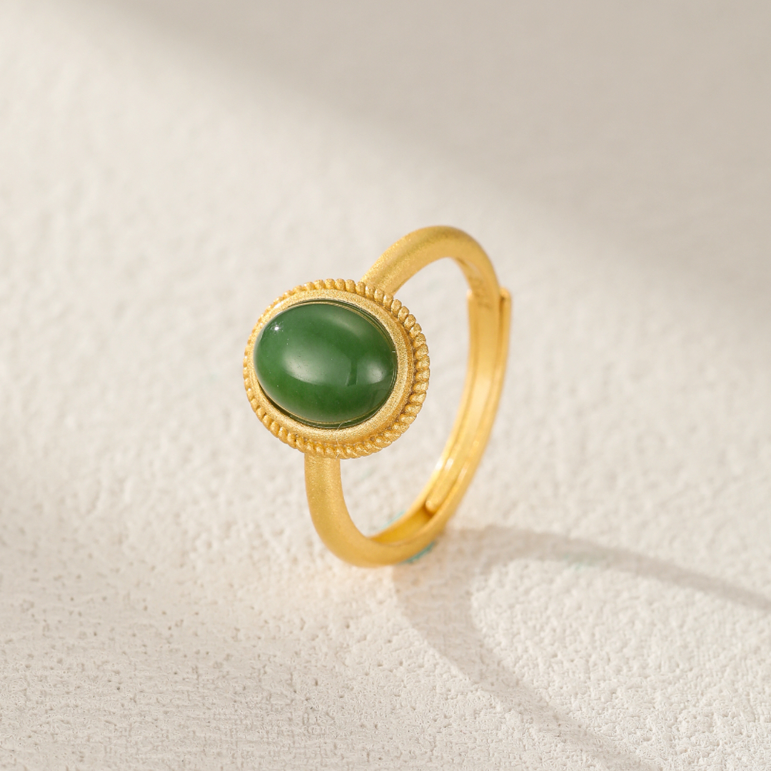 Bague Jade – Nouveau Jour, Argent Plaqué Or