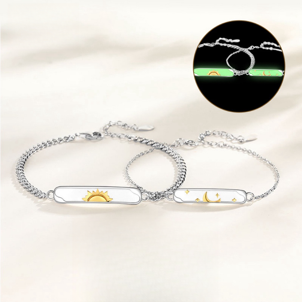 Bracelet Couple Lune et Soleil – Accord Astral, Argent 925