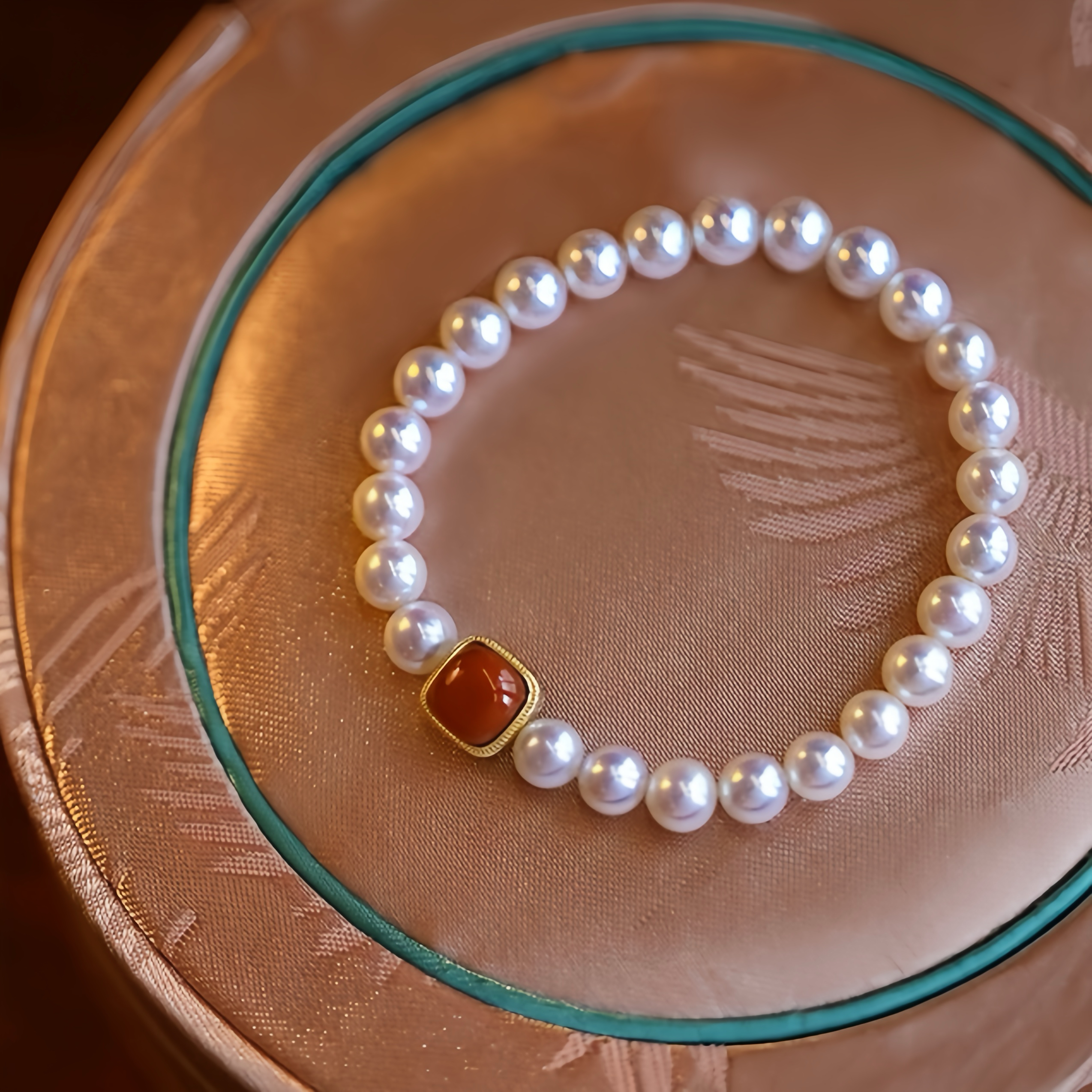 Bracelet Quartz Clair et Perle – Pureté, Argent Plaqué Or