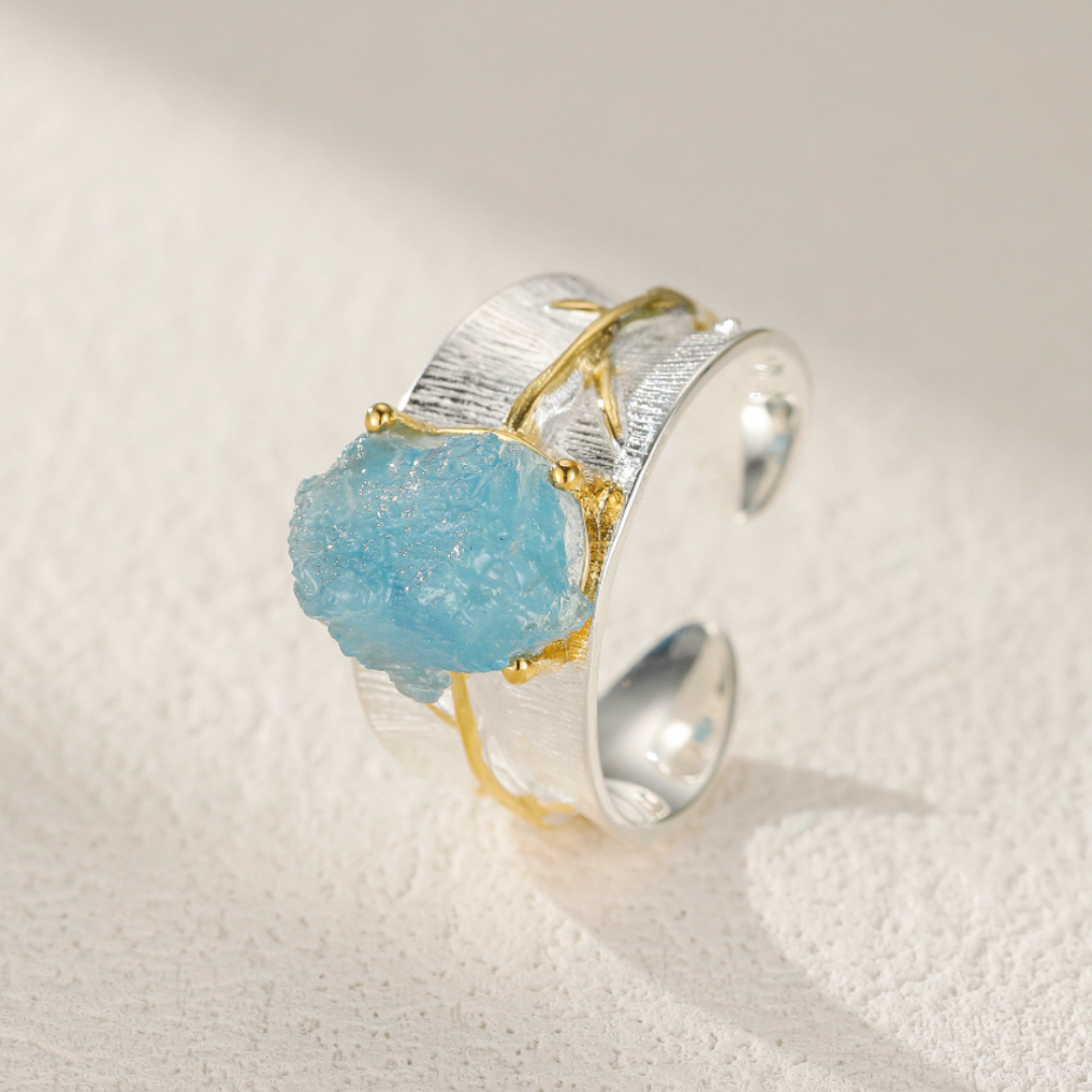 Bague Aigue Marine – Aura Maritime, Argent