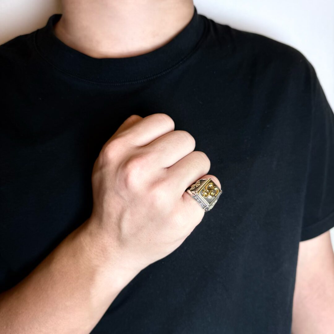 Bague Homme Six Mantras – Sagesse, Argent
