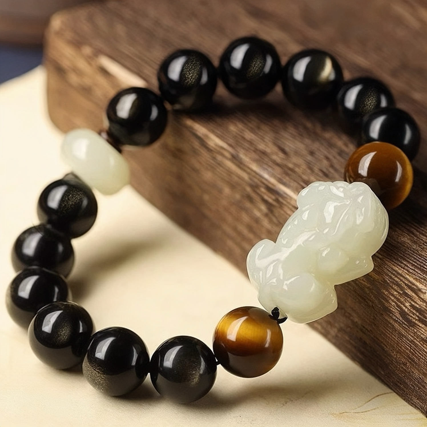 Bracelet Obsidienne et Jade – Clarté Spirituelle