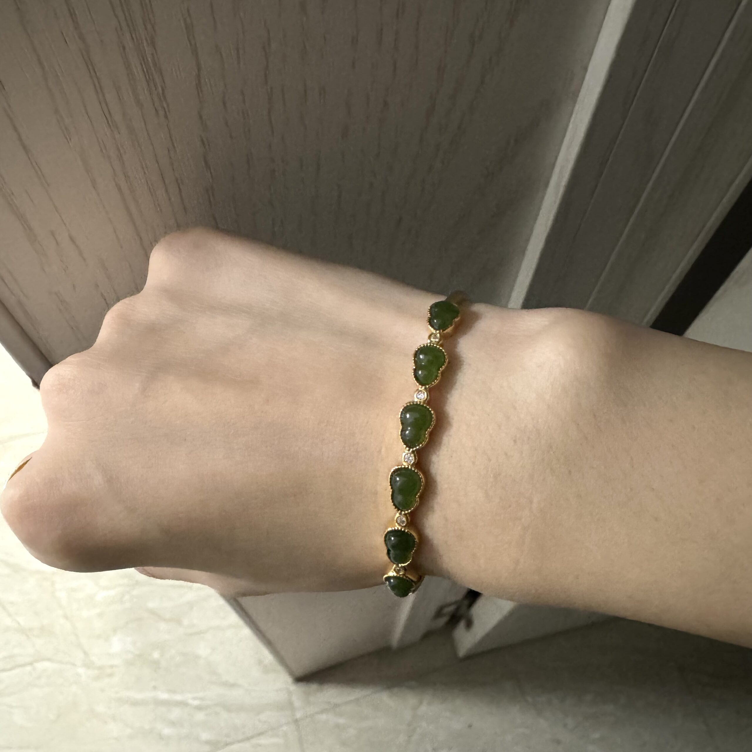 Bracelet Jade – Gourde, Argent Plaqué Or photo review