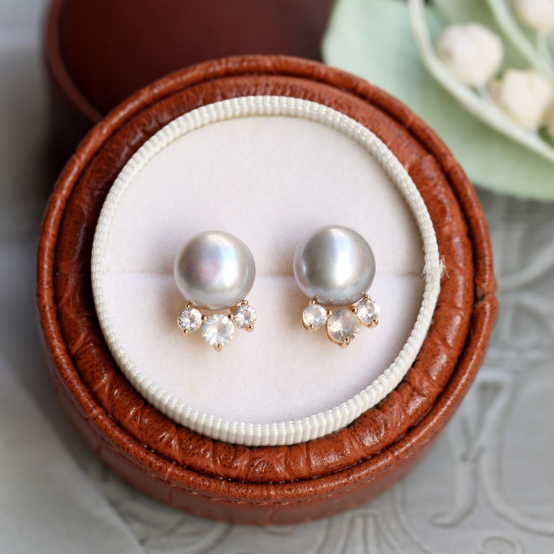 Boucles d'Oreilles Perle et Labradorite – Élégance Perlée, Argent