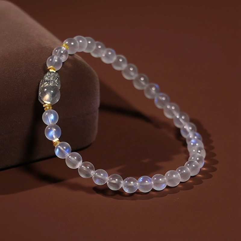 Bracelet Pi Xiu Pierre de Lune et Labradorite – Magie Nocturne, Argent Plaqué Or