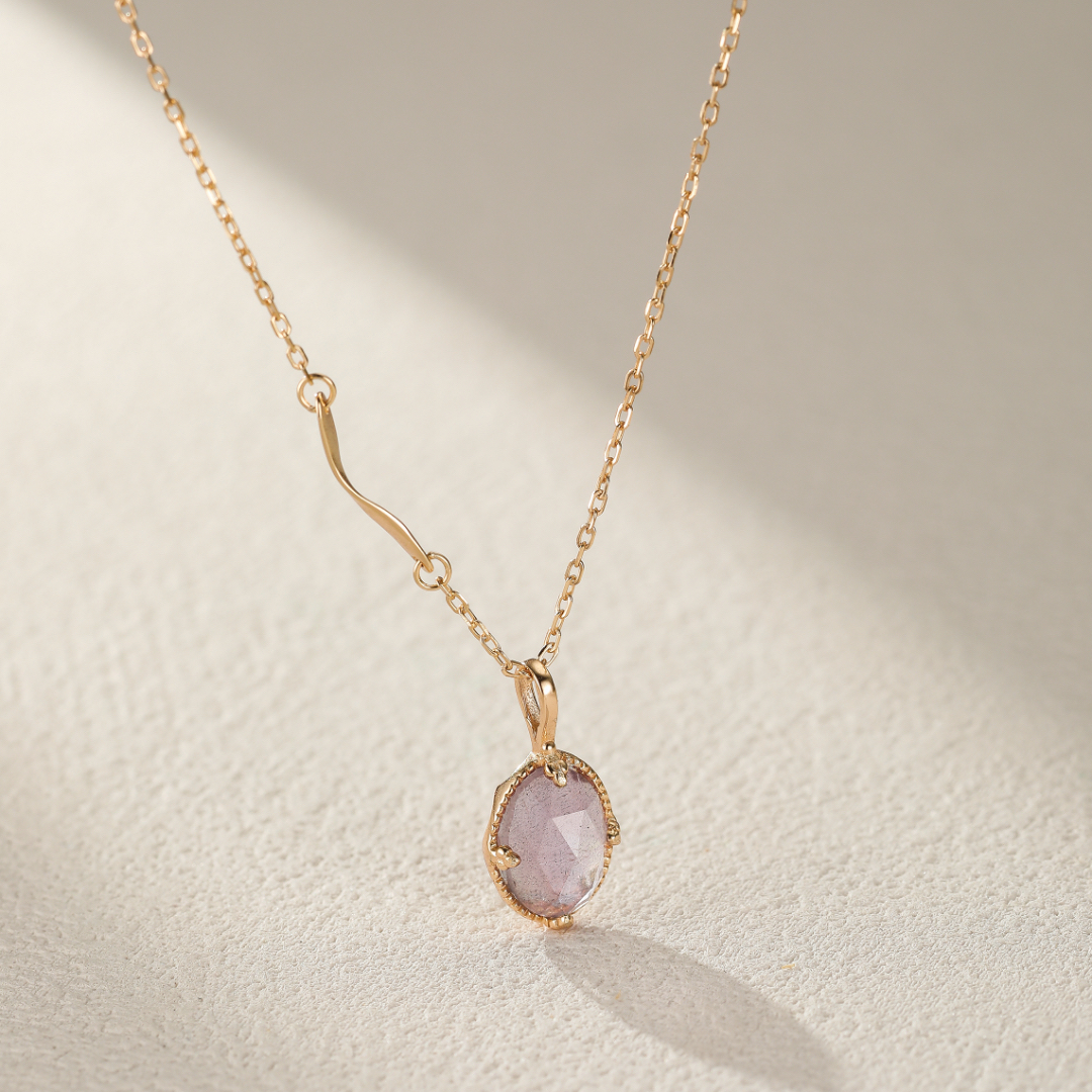 Collier Labradorite et Améthyste – Charme Astral, Argent Plaqué Or