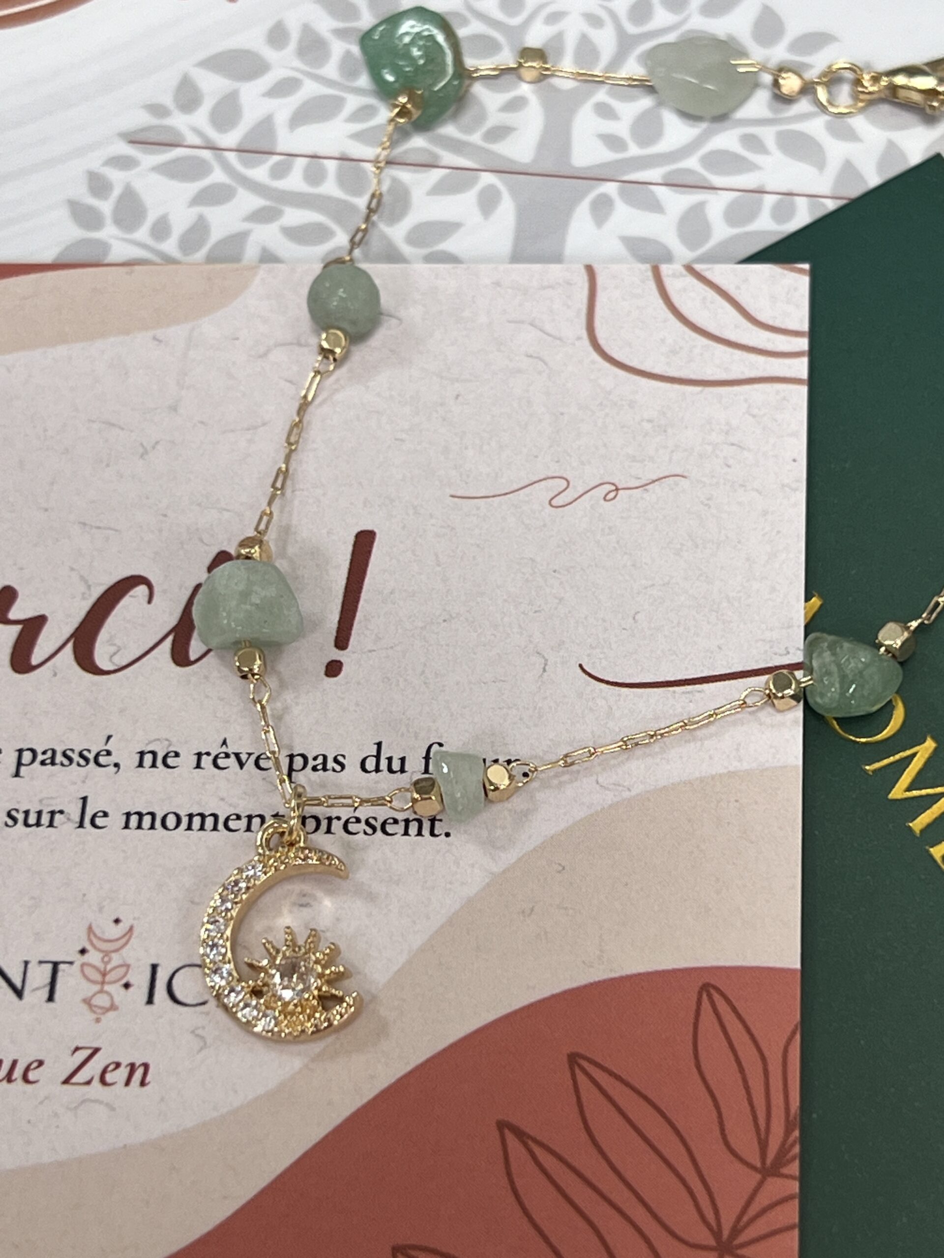 Bracelet de Cheville Aventurine et Quartz Rose – Danse Étoilée, Plaqué or photo review