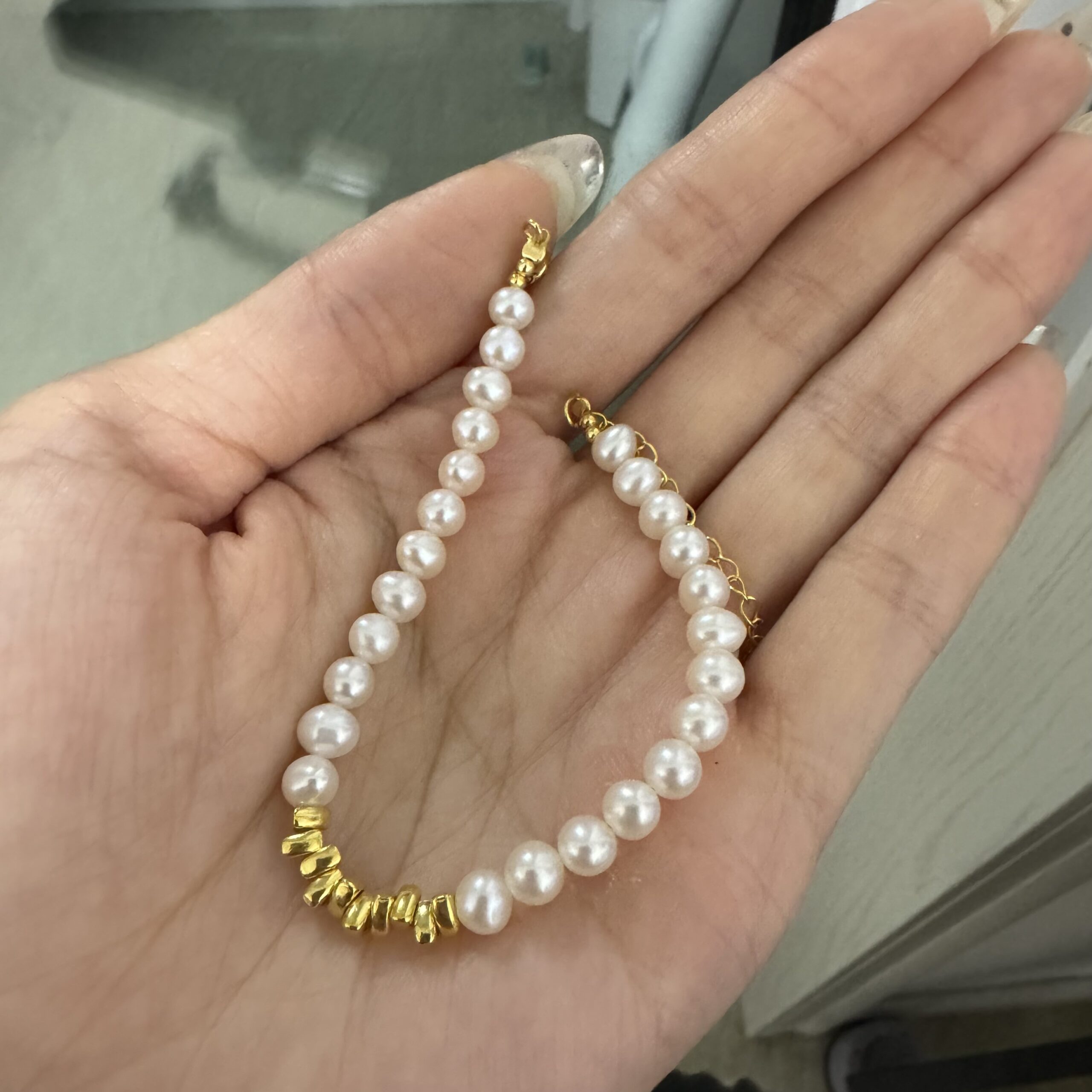 Bracelet Perle – Éclat Argenté, Argent Plaqué Or photo review