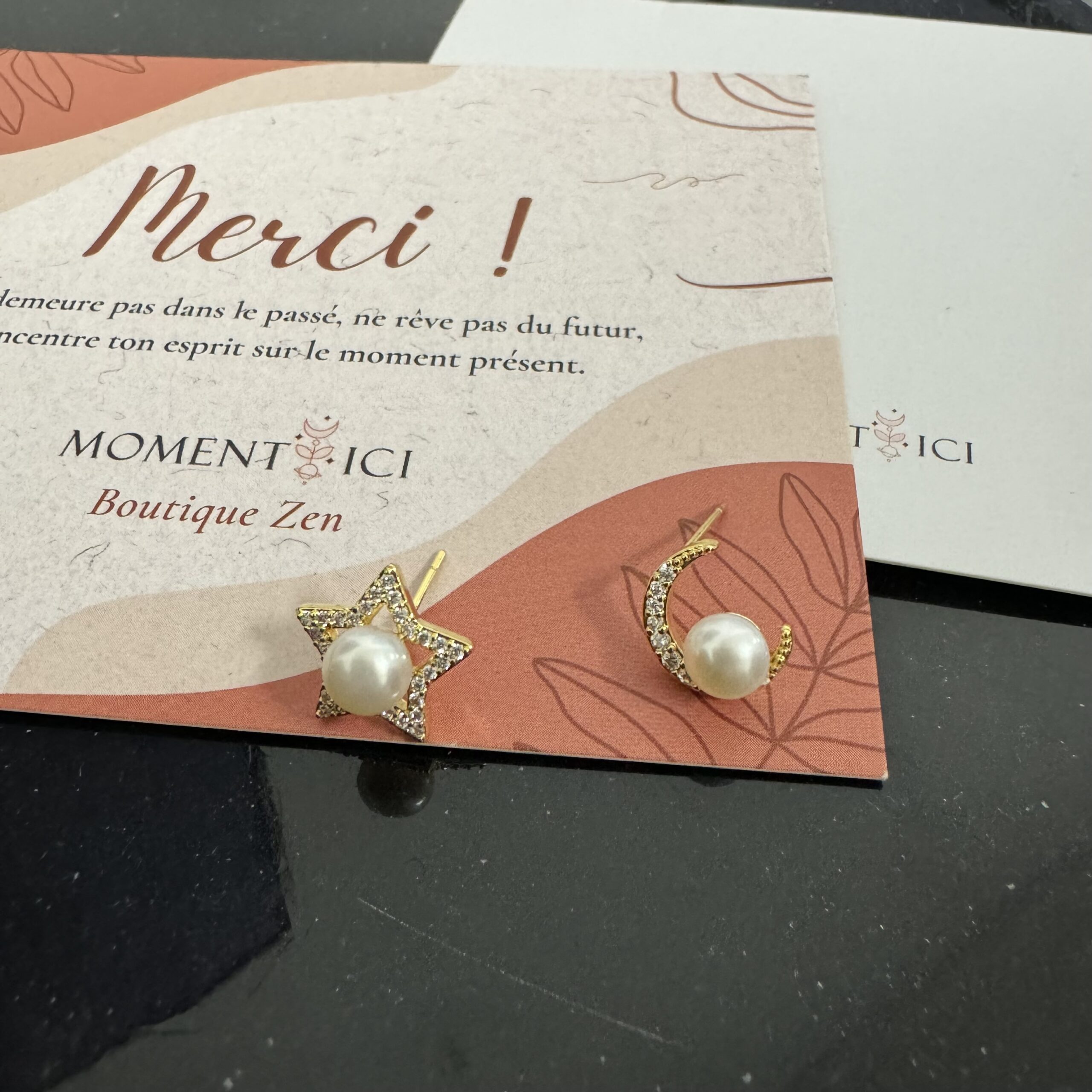 Boucles d'Oreilles Perle – Étoile Lunaire, Plaqué Or photo review