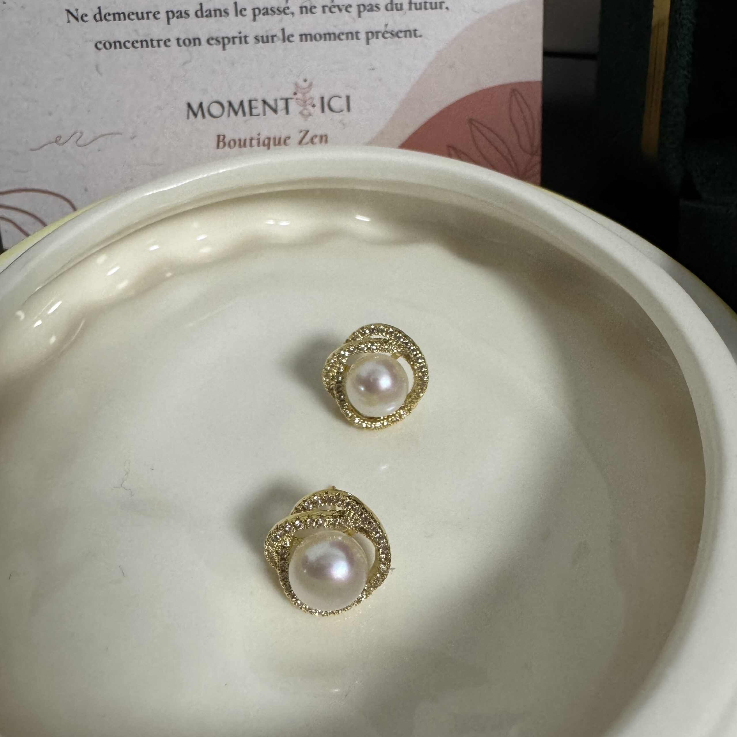 Boucles d'Oreilles Perle – Douceur Nacrée, Argent Plaqué Or photo review
