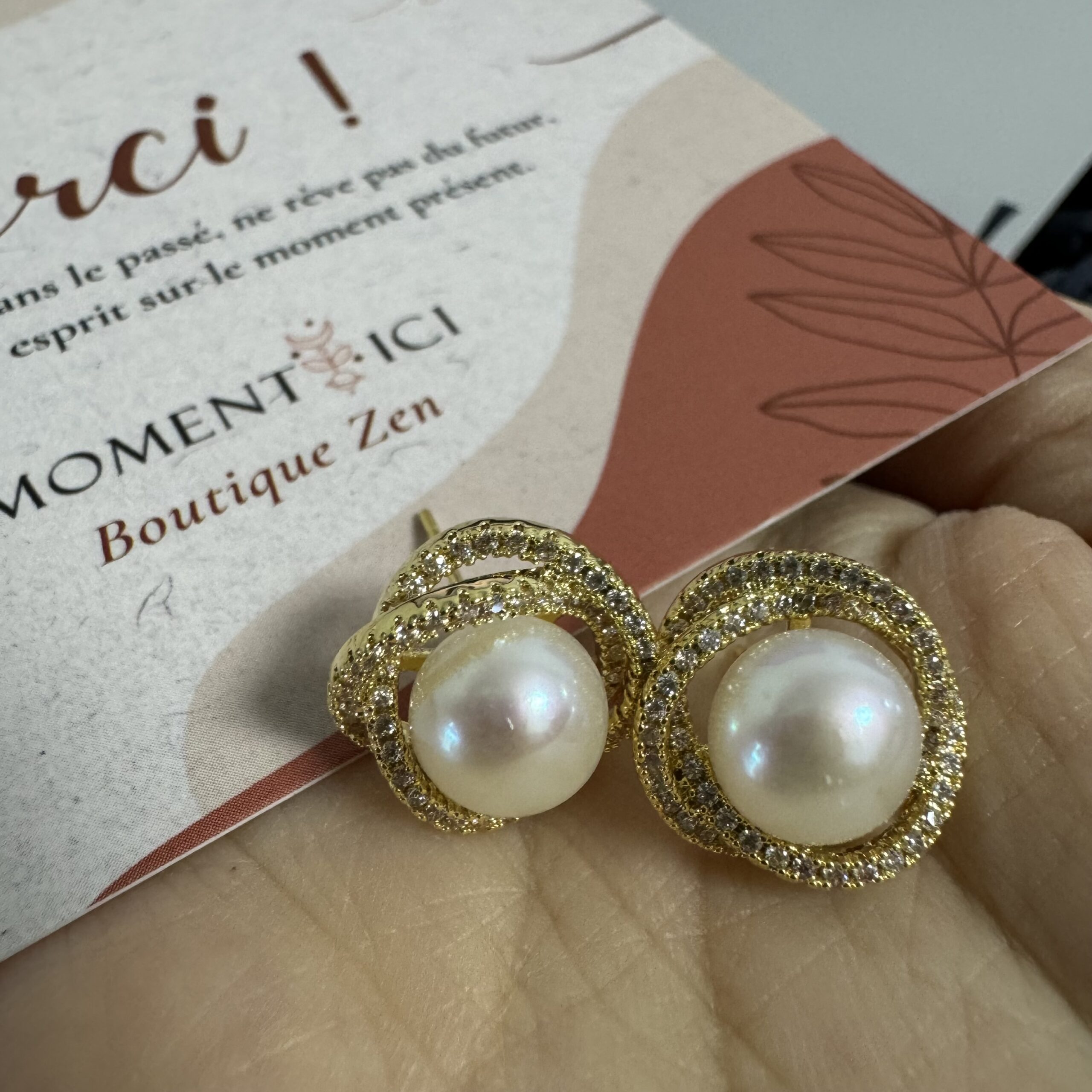 Boucles d'Oreilles Perle – Douceur Nacrée, Argent Plaqué Or photo review