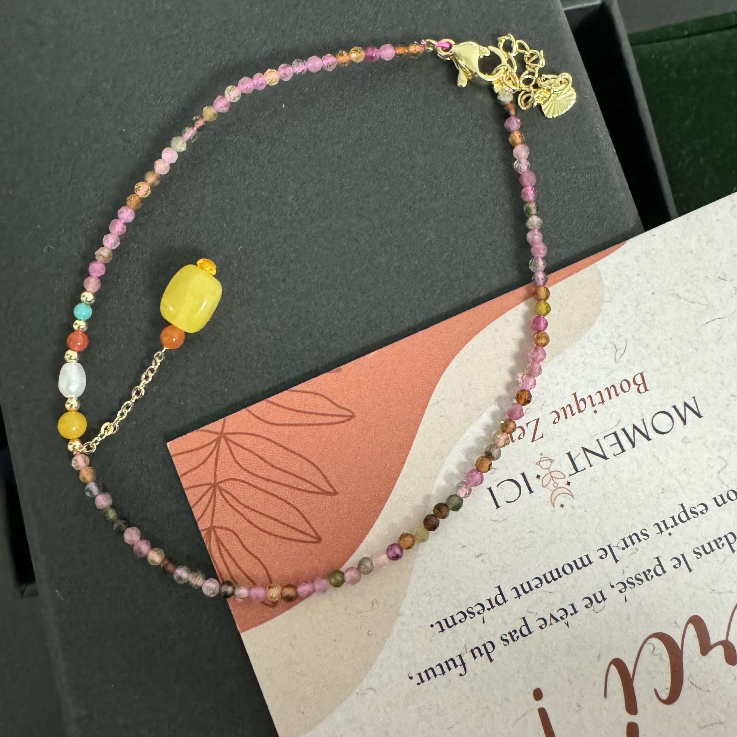 Bracelet de Cheville Tourmaline – Joie Vibrante, Plaqué Or photo review