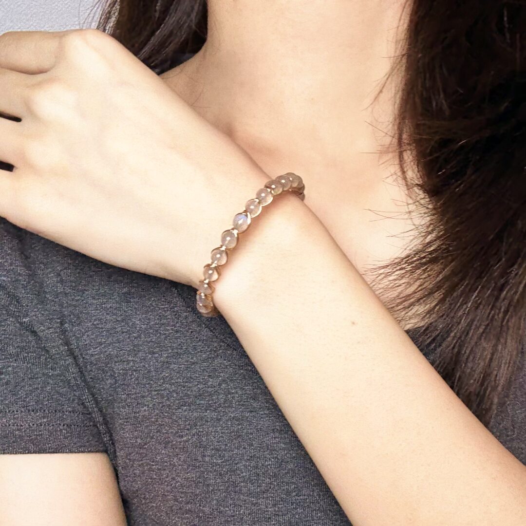 Bracelet Labradorite – Lumière Intérieure, Argent Plaqué Or