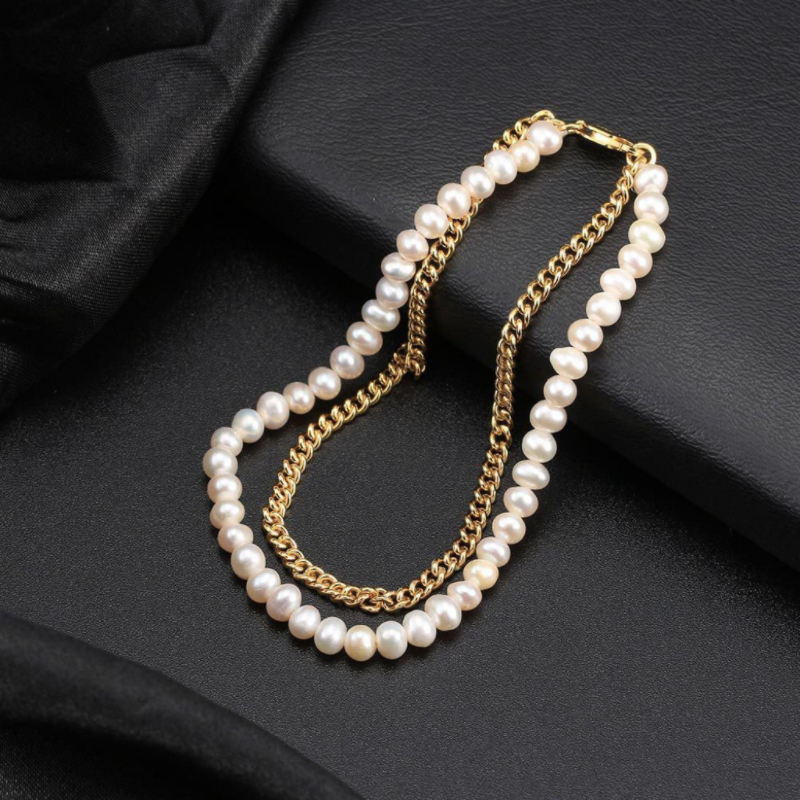 Bracelet Homme Perle – Dualité Masculine, Argent Plaqué Or