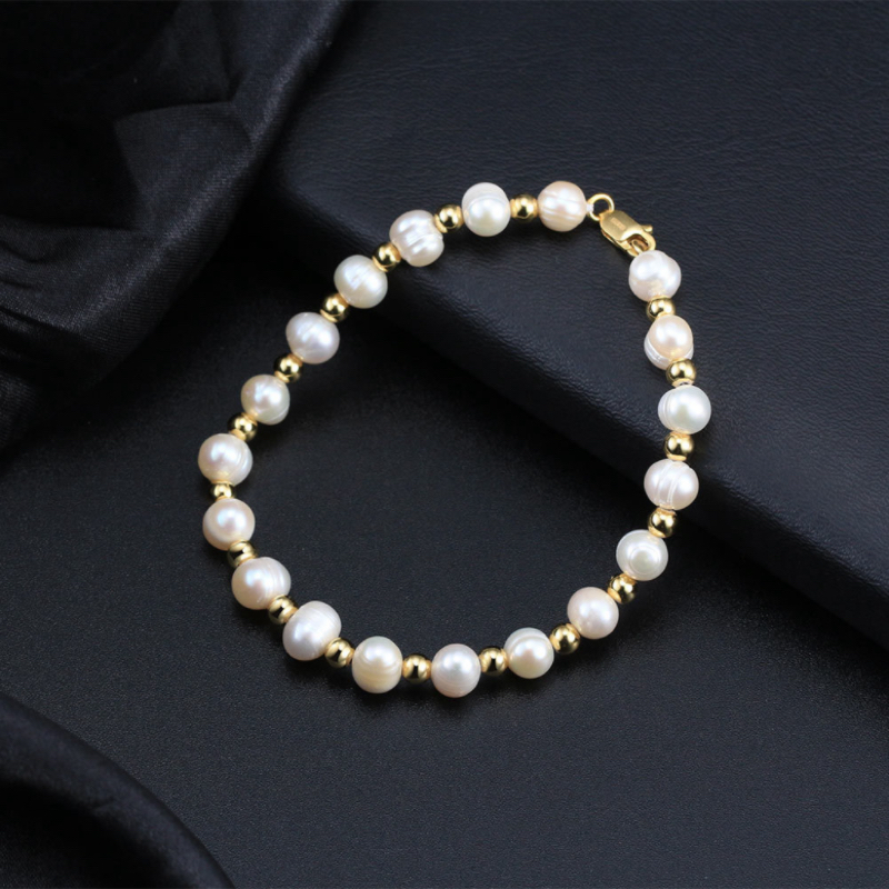 Bracelet Homme Perle – Éclat Noble, Argent Plaqué Or