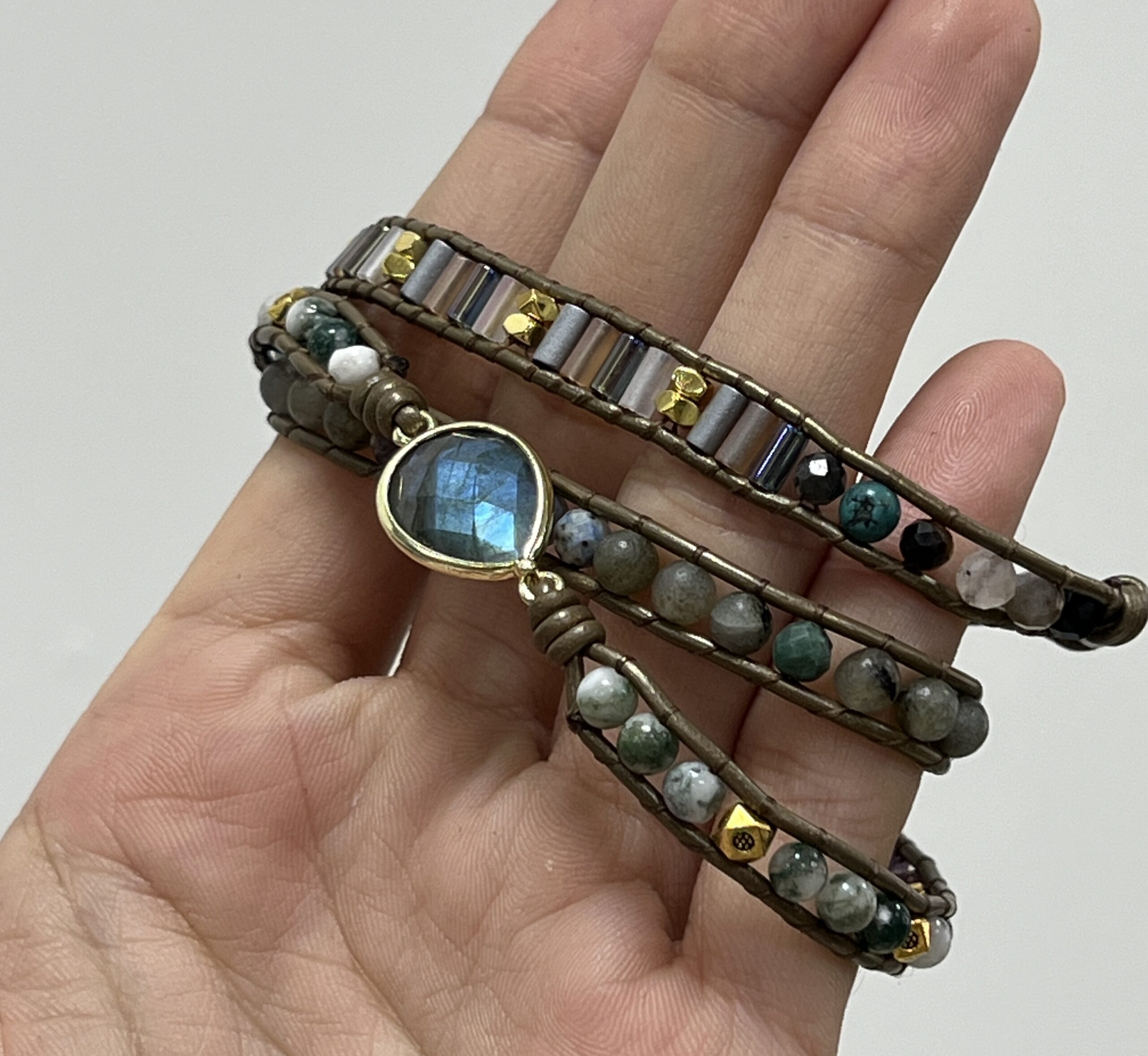 Bracelet Wrap Labradorite – Radiance Naturelle, Cuir photo review