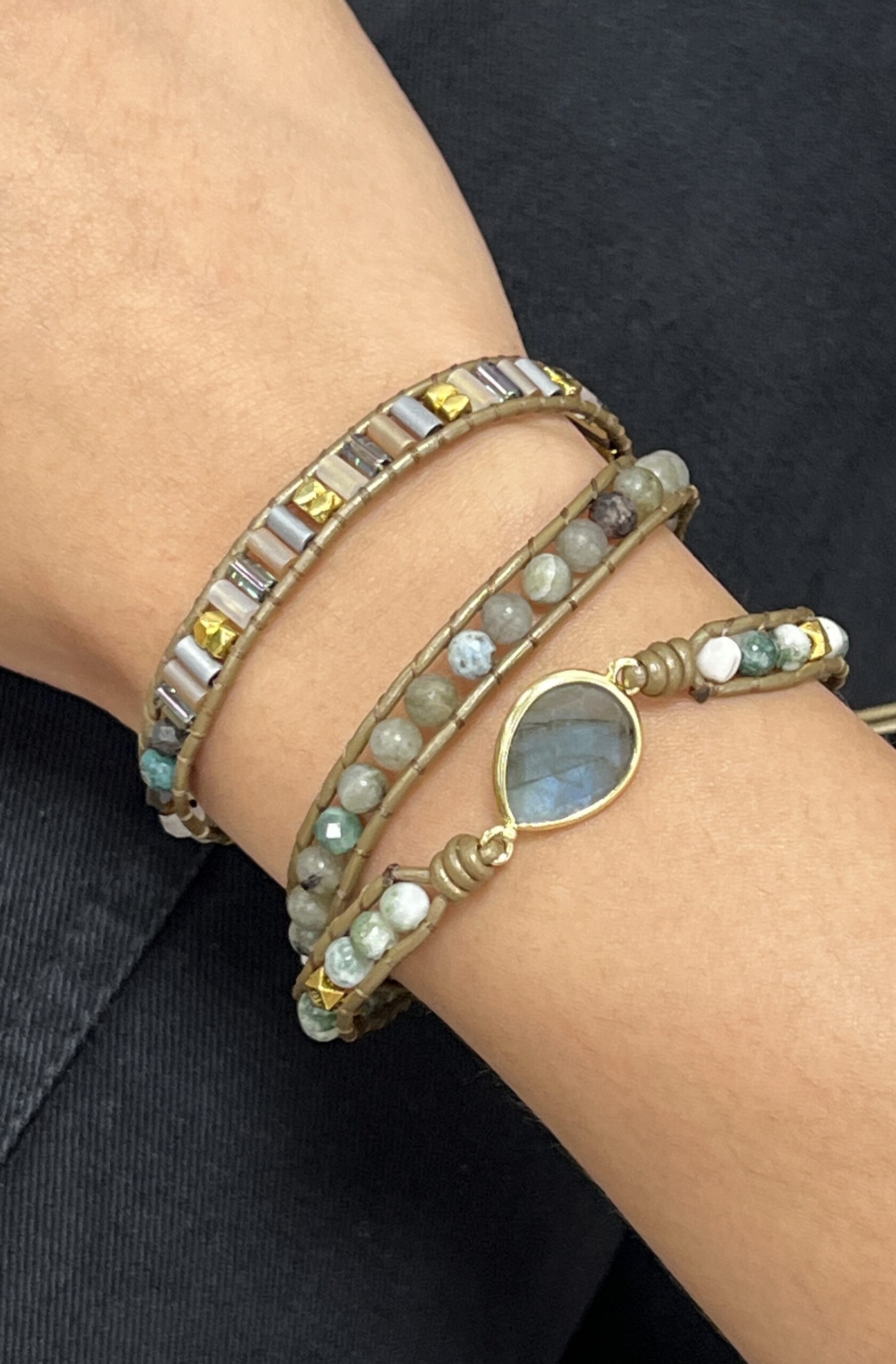 Bracelet Wrap Labradorite – Radiance Naturelle, Cuir photo review