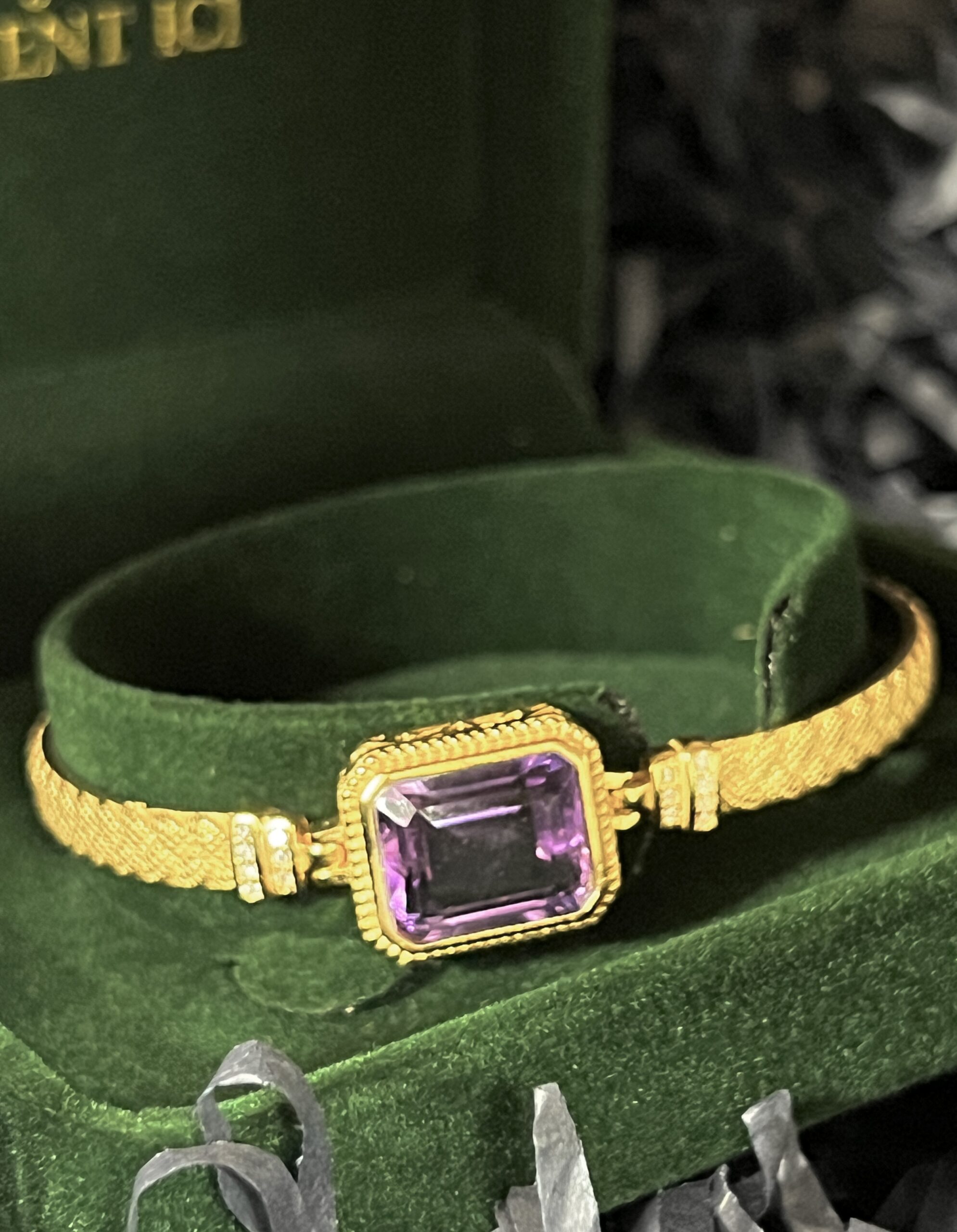 Bracelet Améthyste – Carré Violet, Argent Plaqué Or photo review