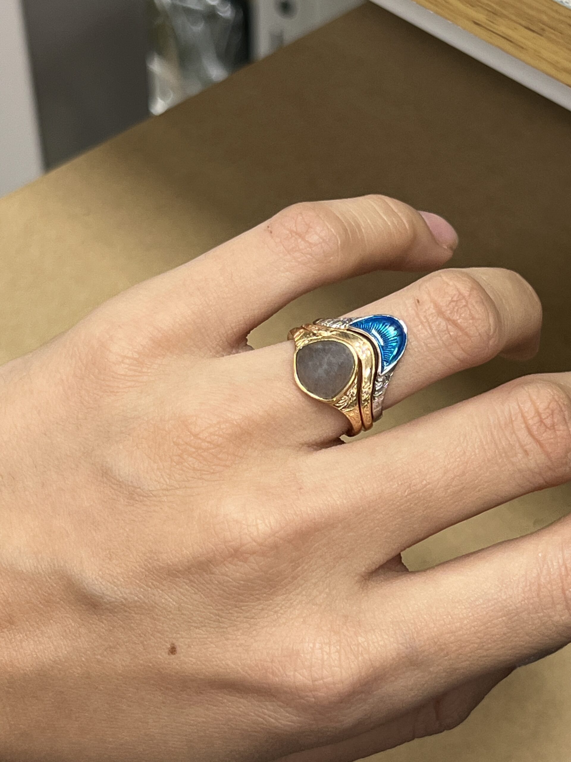 Bague Labradorite – Trinité, Argent Plaqué Or photo review