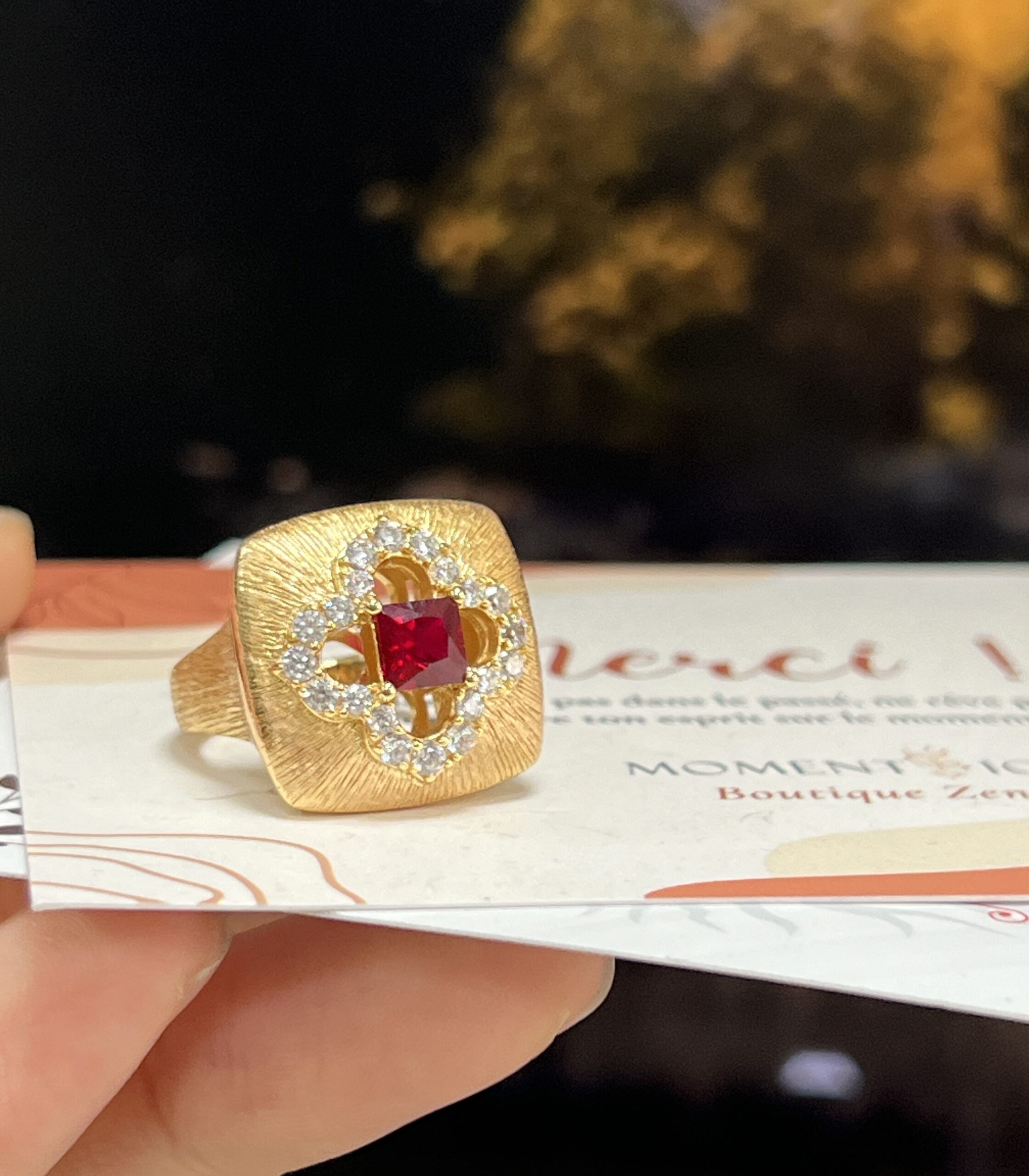 Bague Cornaline – Chance Florale, Argent Plaqué Or photo review