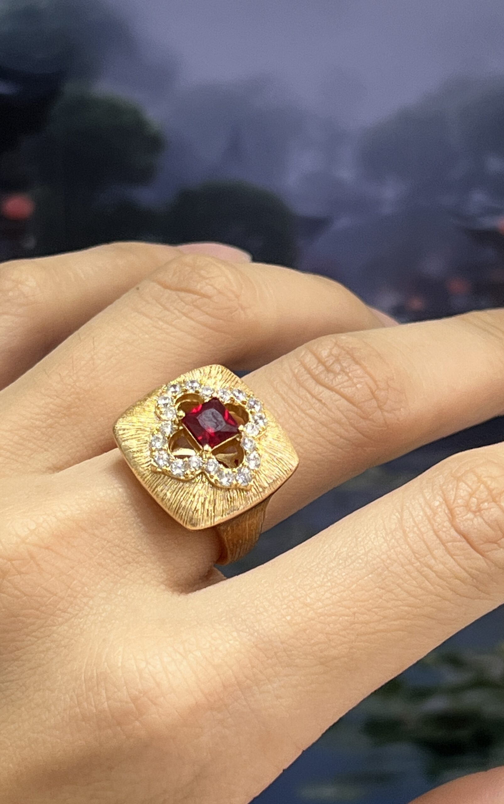 Bague Cornaline – Chance Florale, Argent Plaqué Or photo review